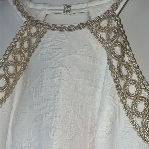 Lilly Pulitzer white Halter Sheath Mini Dress with gold detail - Picture 6 of 7
